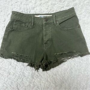 Brandy Melville Army Green Denim Cutoff Shorts Raw Hem Size 27